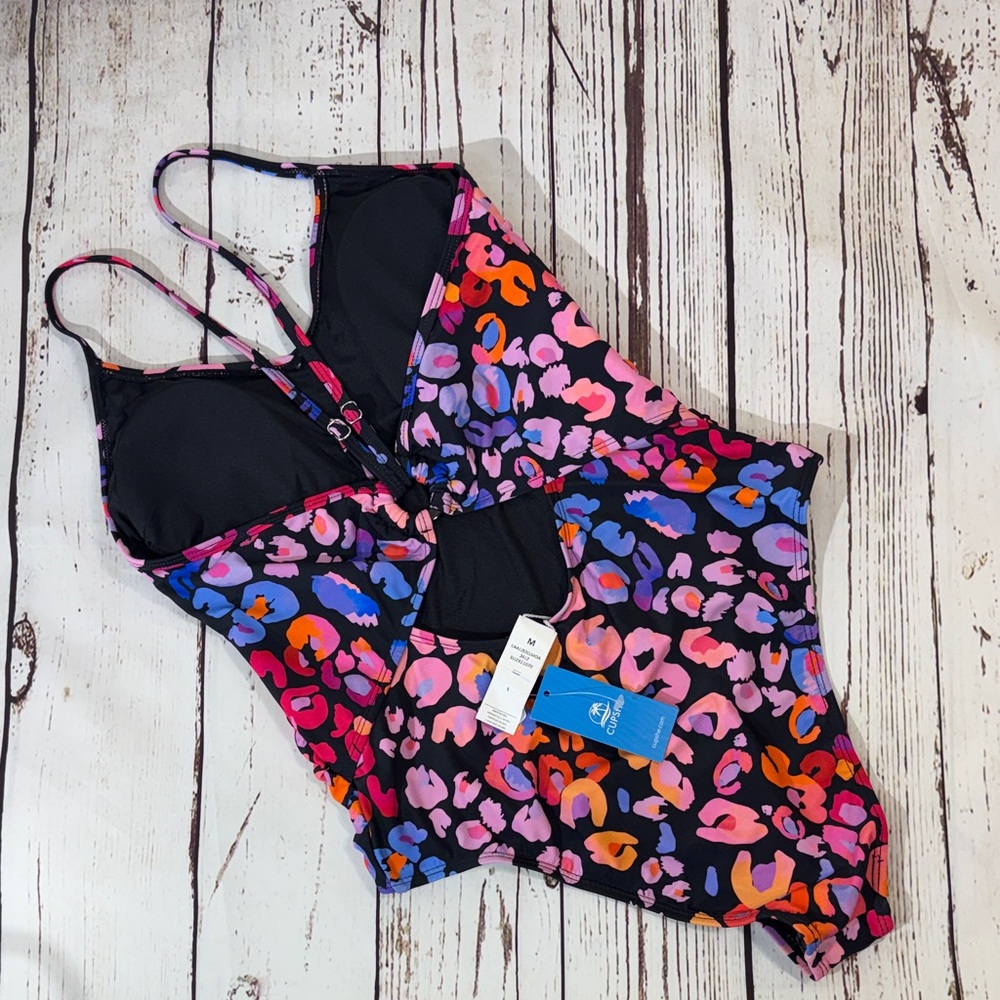Cupshe Multicolor Leopard Print One-Piece Swimsuit Medium - Picture 8 of 11